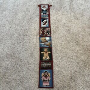 Vintage Christmas Wall‎ Hanging Decor Santa Gingerbread Angel 42x5.5"Tapestry